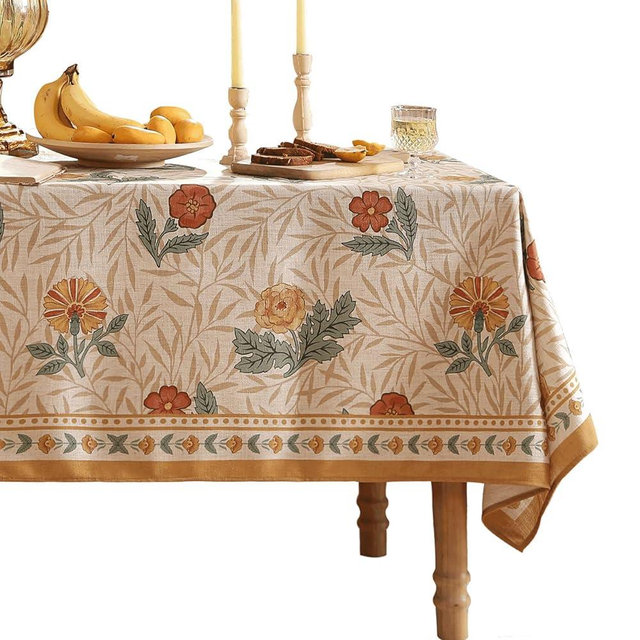 patdrea Designer French Vintage Rectangular Tablecloth,Yellow Floral Pattern Anti-Wrinkle Table Cloth,Dacorative Cover for Kitchen Dining Parties,Christmas,Thanksgiving,55"x79"-Cornflowers