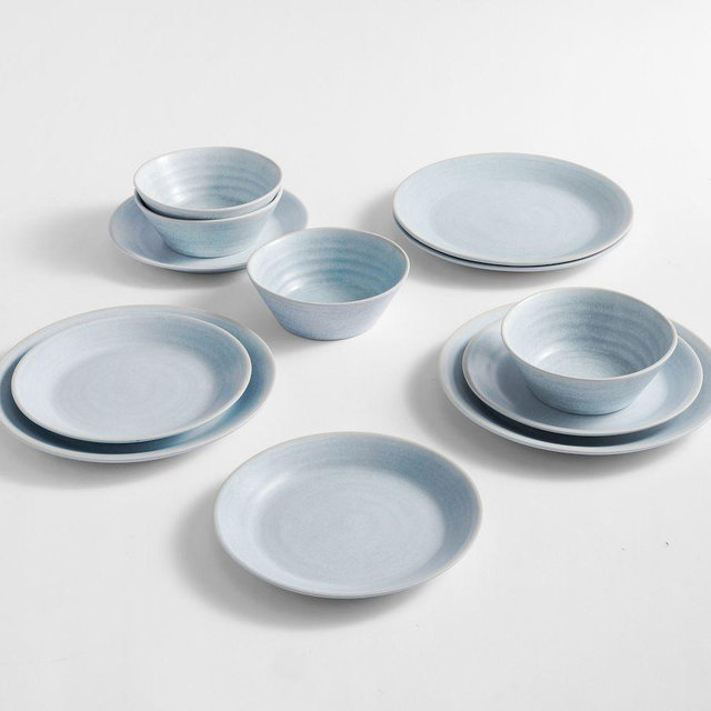 Larkin Outdoor Melamine 12-Piece Dinnerware Set - Chambray