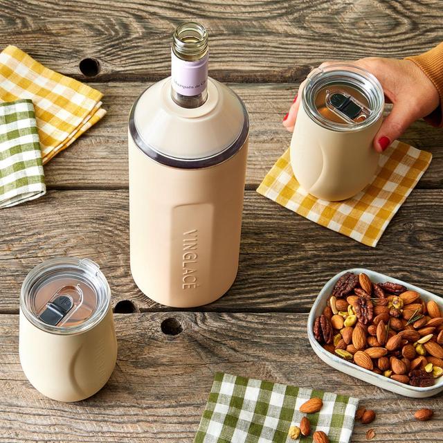 Vinglacé - Wine Bottle Cooler & Two Wine Glass in Sand