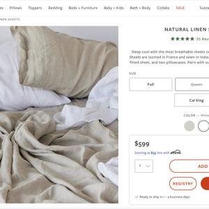 Natural Linen Sheets - White King