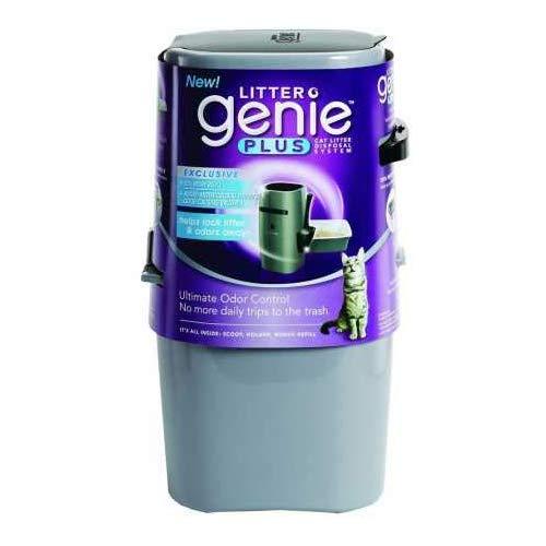 Litter Genie Plus Pail, Ultimate Cat Litter Disposal System, Locks Away Odors, Includes One Refill, Silver - 05320
