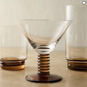Grooved Stem Martini Glasses (Amber)