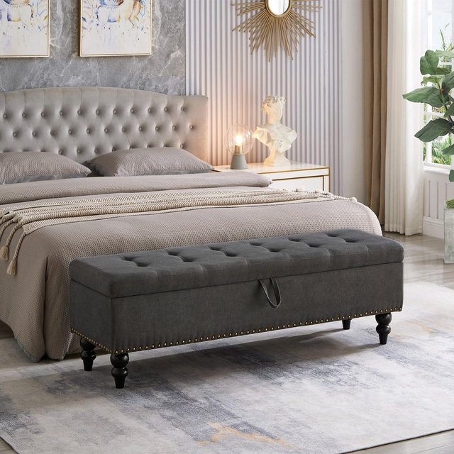 Streamdale Furniture 59" Bed Bench Ottoman with Storage Fabric