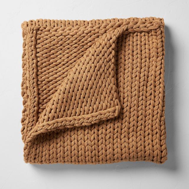 50"x70" Oversized Solid Bed Throw Warm Brown - Casaluna™