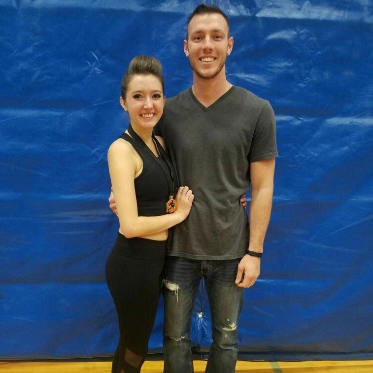 Fall 2016. 
Jay's first experience at one of Courtney's twirling competitions.