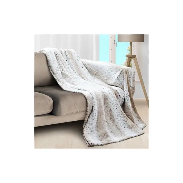Cheer Collection Embossed Faux Fur Throw Blanket - Snow Leopard