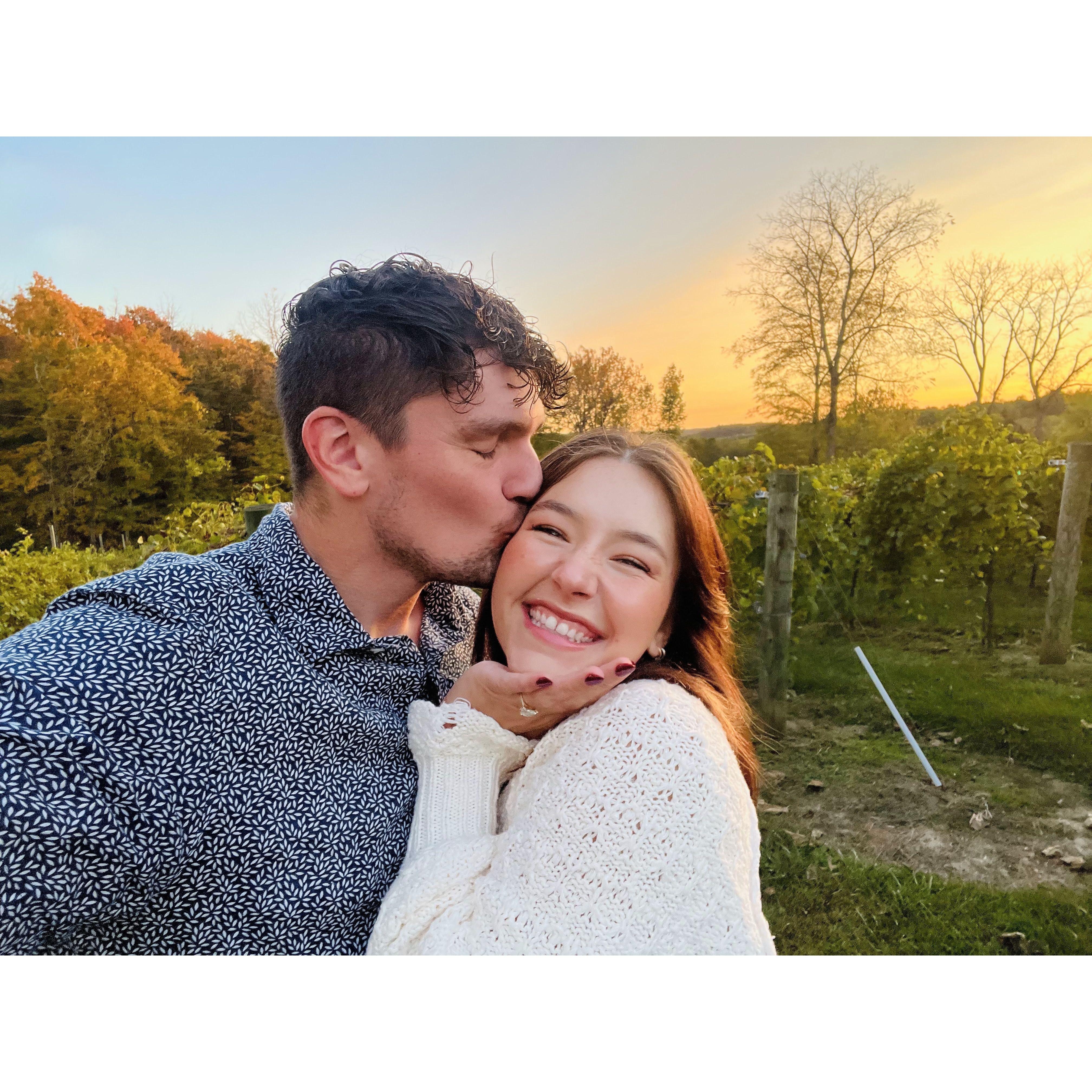Right before Jake surprised me with an engagement party with our family and friends!