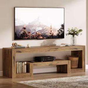 Tabor Rustic Brown TV Stand Fits TVs up to 60 to 65 in. Farmhouse Vintage Entertainment Center with Storage Shelves