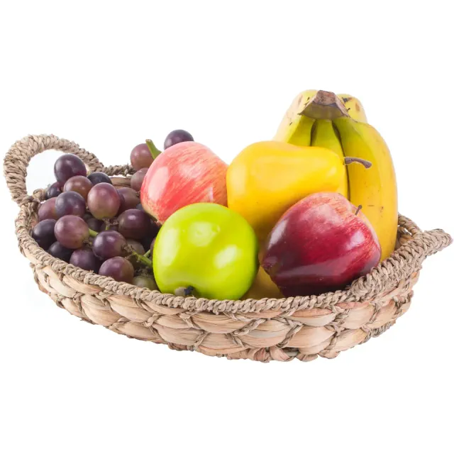 Vintiquewise "Seagrass Fruit Bread Basket Tray with Handles, Small"