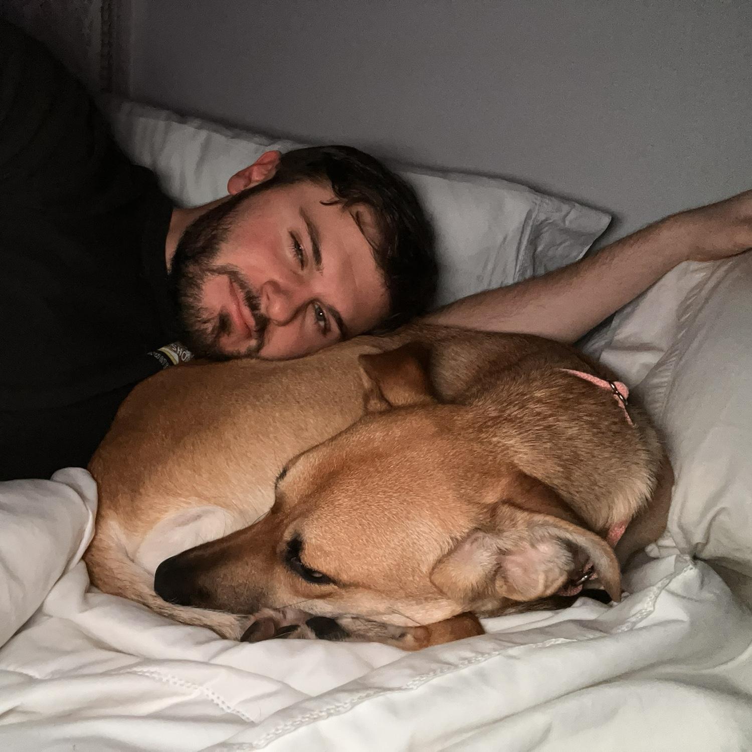 Stella is a daddy’s girl (also very sleepy)