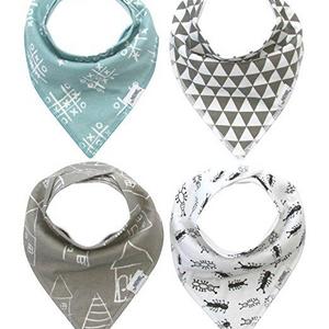 Baby Bandana Drool Bibs with Snaps, Organic Super Absorbent Cotton Drooling & Teething Bib Set of 4 by Matimati (Ants&Houses)