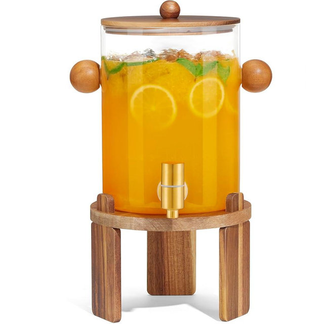 FavorFlavor 1 Gallon Glass Drink Dispensers for Fridge,Ice Beverage Dispenser With Stand,Water Dispensers With Stainless Steel Spigot,Halloween Drink Dispenser for Parties,Sun Tea,Beer Faucet