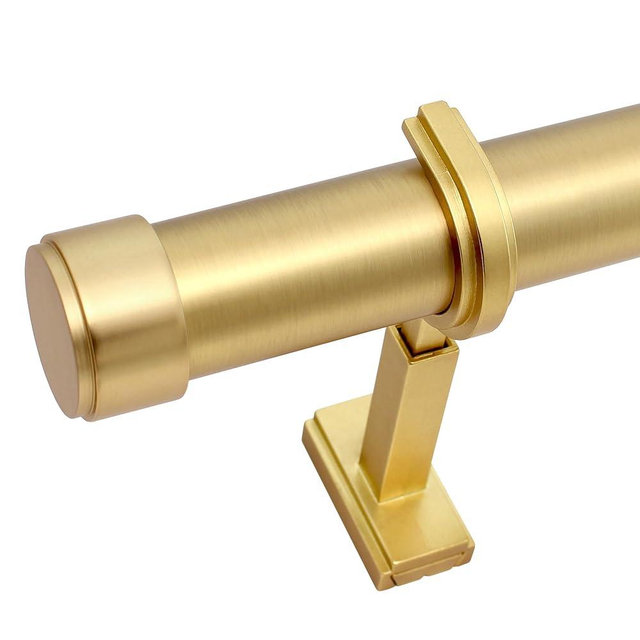 BlastHome® Non-Adjustable Luxury Curtain Rods for Windows, 1 ¼” Rod Set, 5 foot Fixed Length (Two Rods Connect for a Seamless Look), Brushed Gold