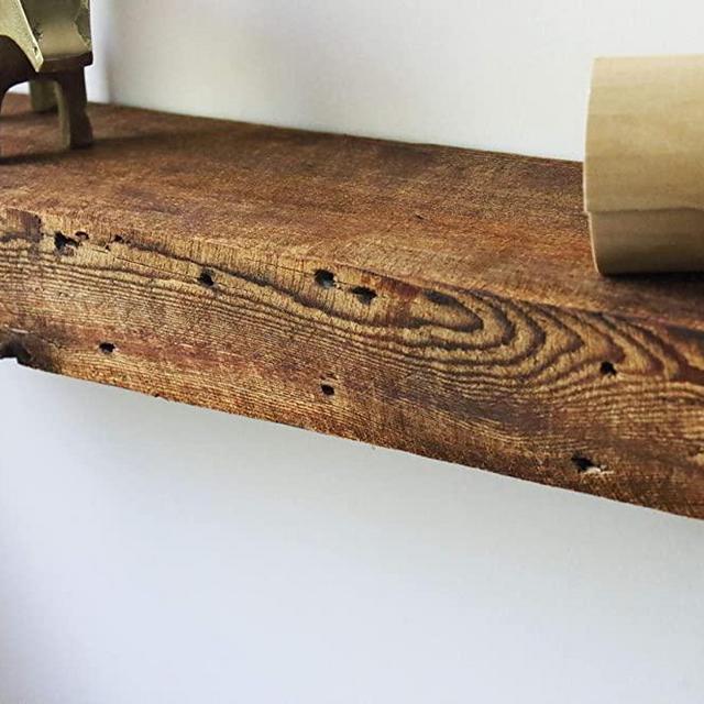 Modern Timber Craft 30" W x 7" D x 2 3/4" H Rustic, Fireplace Mantel Shelf, Floating,Solid, Reclaimed Barn Wood with Hardware
