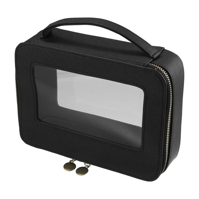 Unique Bargains Clear Travel Makeup Bag 1 Pc Black