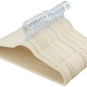 AmazonBasics Velvet Suit Hangers, 50-Pack, Ivory/Beige