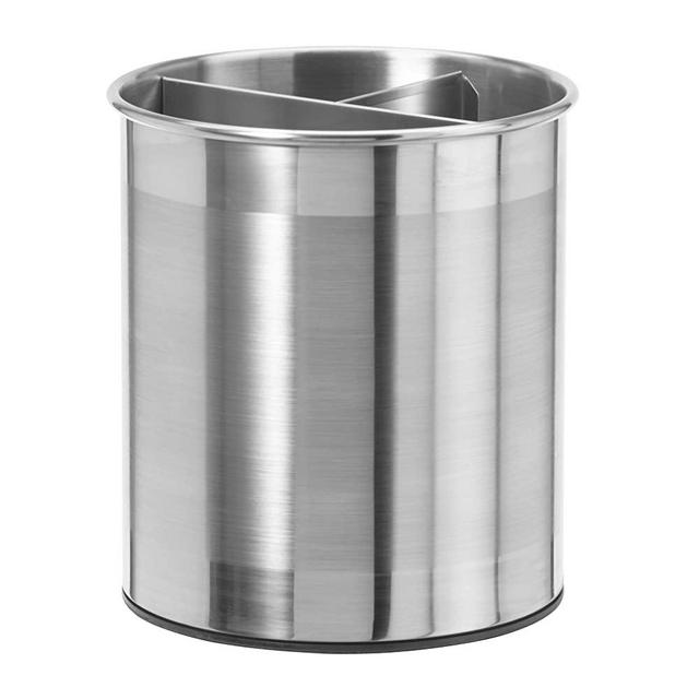OGGI Jumbo Stainless Steel Rotating Utensil Holder with Removable Divider - Stylish kitchen cooking utensil organizer. Height 7.5".
