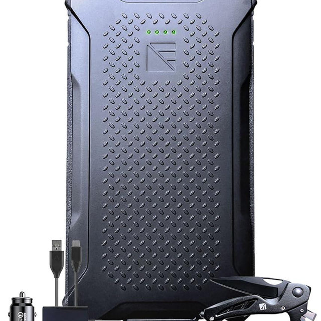 Dark Energy Poseidon Pro Indestructible Portable Charger, USB-A and USB-C Connectors, Ultra-Durable Armorflex, Long Lasting Battery, 10,200 mAh | Signature Series Plugs, Black