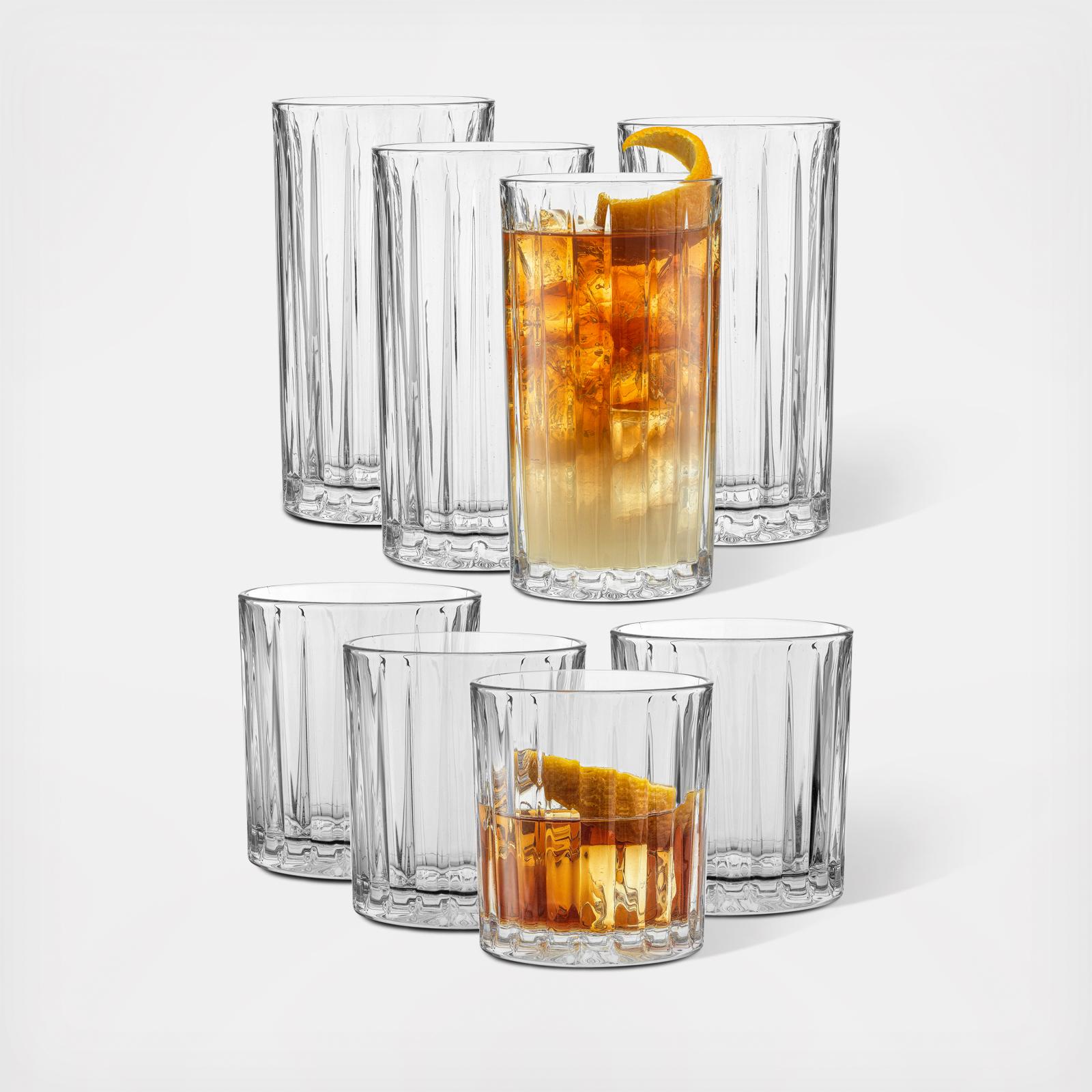 Joyjolt Alina 8 Piece Ribbed Drinkware Set Zola