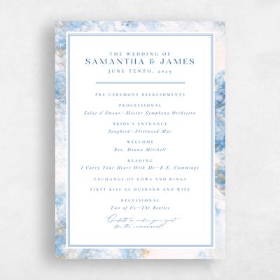 Cobalt, Blue Wedding Program - Carrara