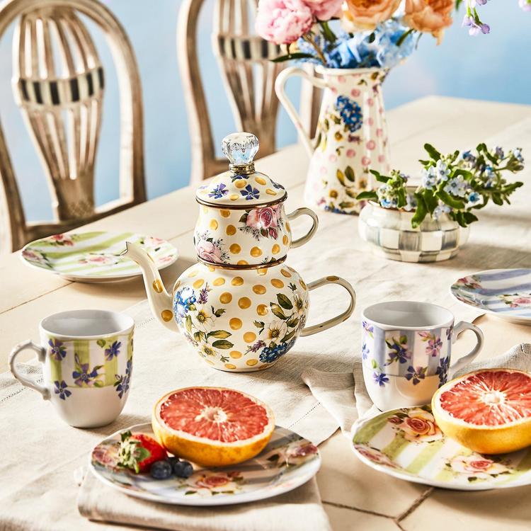 MacKenzie-Childs, Wildflowers Enamel 2-Piece High Tea Set | Zola