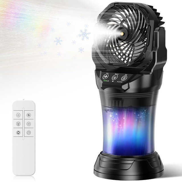 Ocikry Misting Fans for Outside, Portable Mister Fan with 30000mAh Battery & Remote, 2L Tank & 4 Speeds Mist Modes, Extreme Heat Relief for Camping Patio Garden Backyard Tailgate Parties