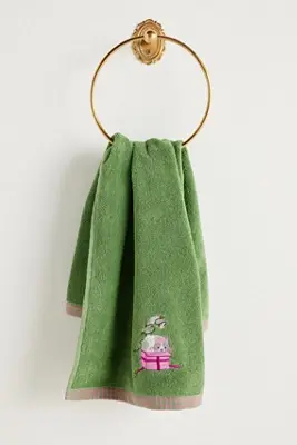 Holiday Critters Embroidered Hand Towel