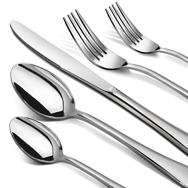 60 Piece Silverware Set for 12, Premium Stainless Steel Flatware Set, Eating Utensil Sets with Steak knives, Cutlery Tableware Service Include Fork Knife Spoon Set, Mirror Polished