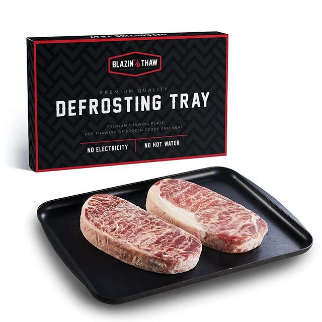 BLAZIN' THAW Defrosting Tray for Frozen Meat | Premium Edition | Aluminium Alloy Plate for Thawing Frozen Food | Natural Thawing Process | No Microwaves, No Cold/Warm Water Required |