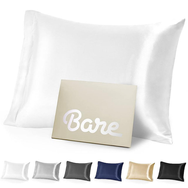 Bare Home 100% Mulberry Silk Pillowcase for Hair and Skin - Ultra Premium 6A Grade 22 Momme Silk Pillow Case - Envelope Enclosure - Breathable Cooling Pillow Cover (Standard, White)