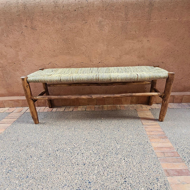 Moroccan bench with palm leaf cord