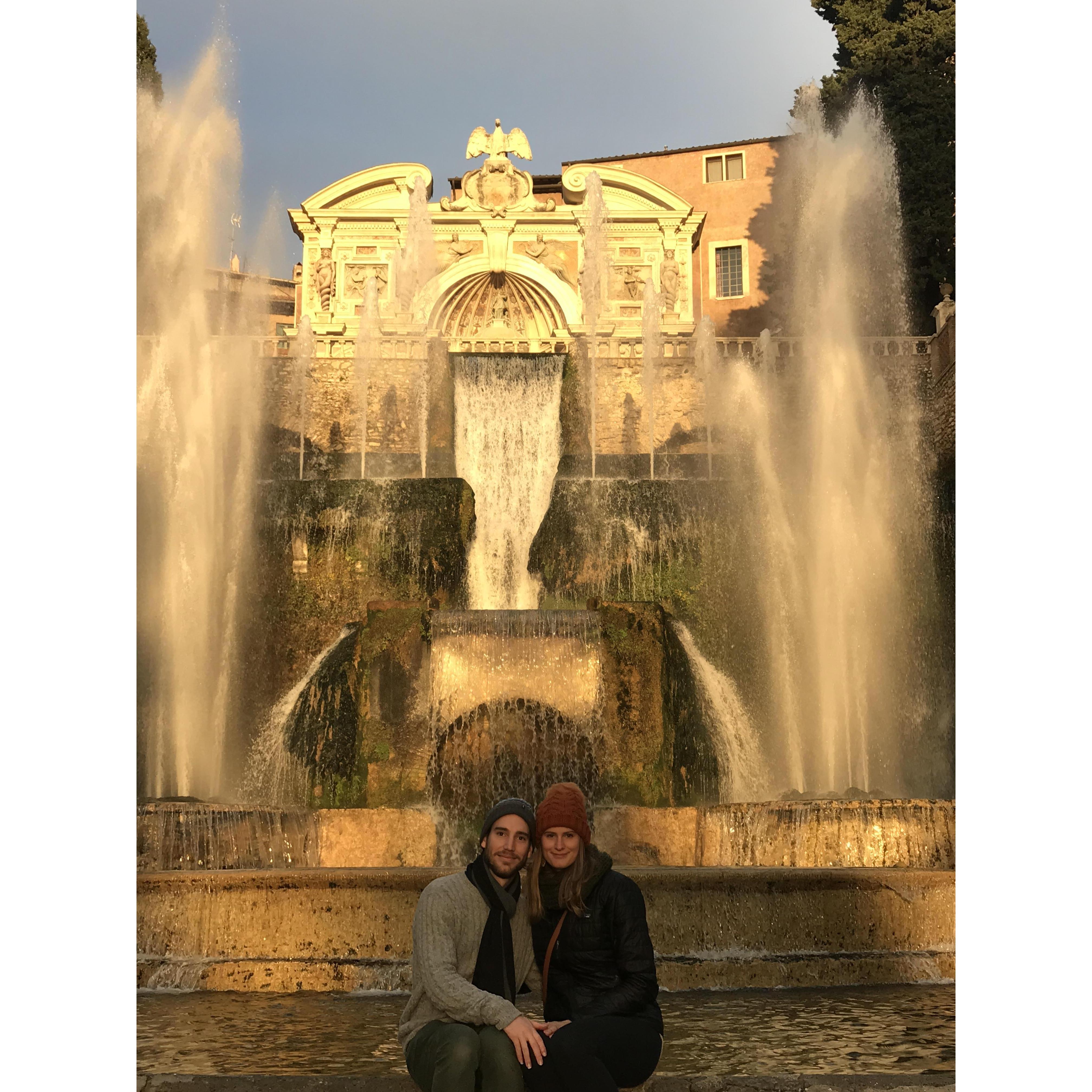 Visiting Villa d'Este Gardens in Tivoli, Italy.