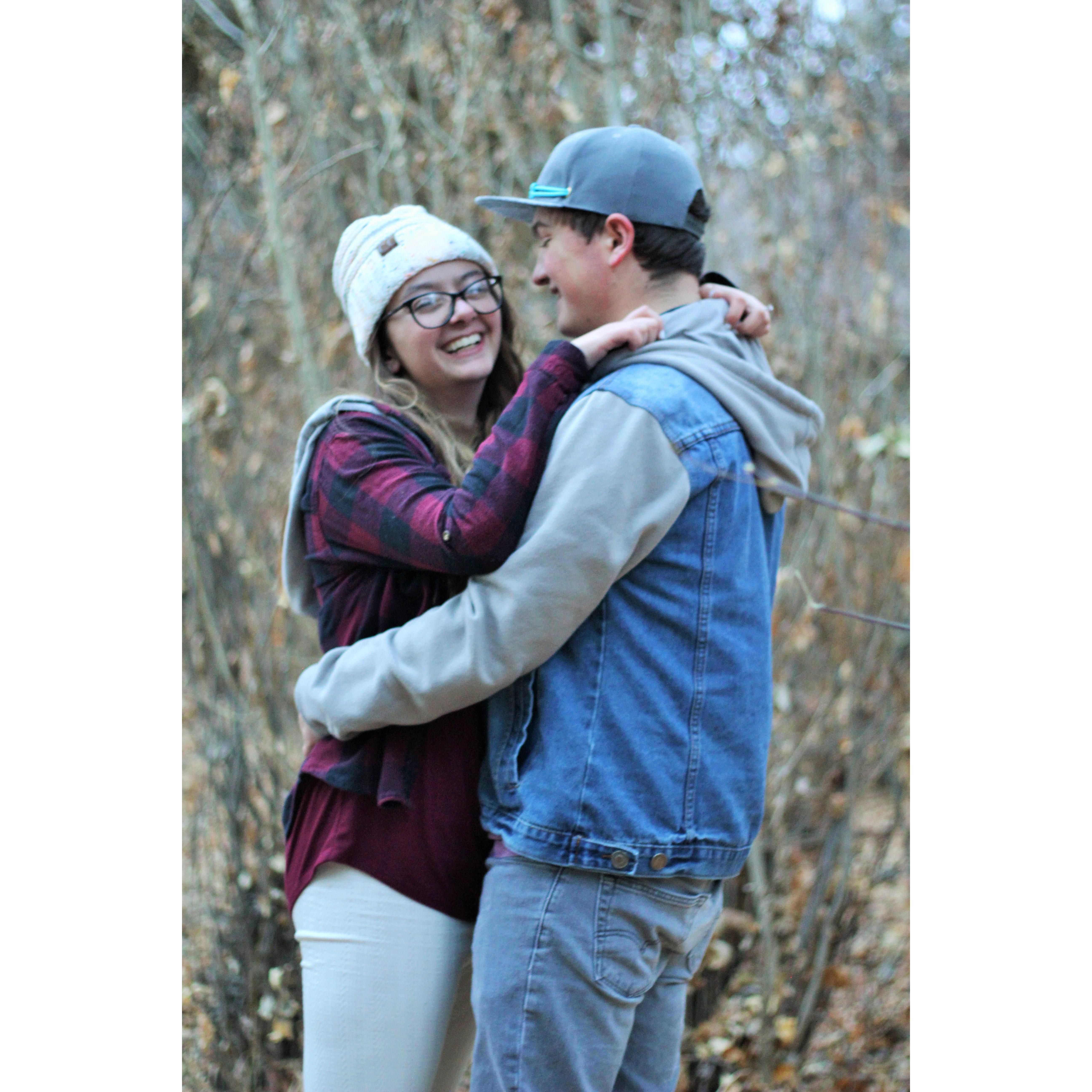 We were both trying to be serious during our engagement pictures but we couldn't help but tickle one another.