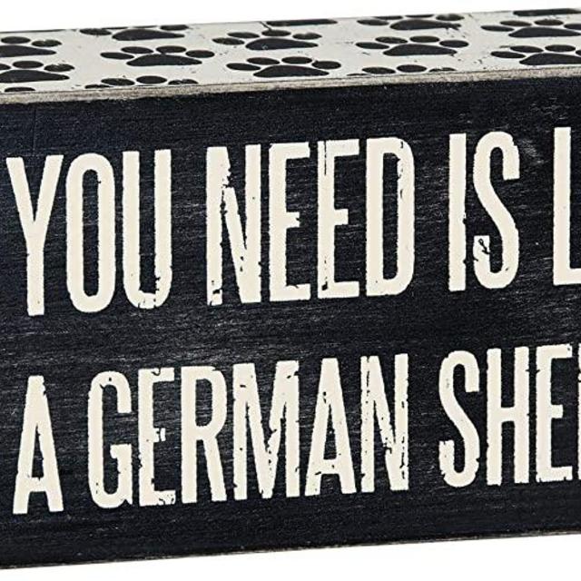 Primitives by Kathy 24978 Paw Print Trimmed Box Sign, 6" x 2.50", German Shepherd