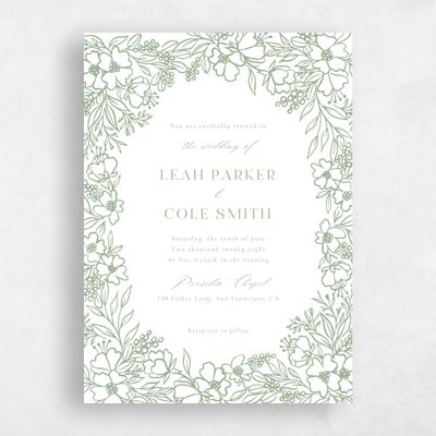 Sage, Green Wedding Invitation - Mira Portrait Letterpress