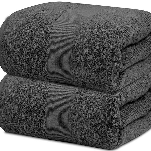 Resort Collection Cotton Bath Sheet Towels, 35x70, 2-Pack, Grey