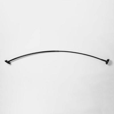 72" Curved Steel Shower Curtain Rod Tension or Permanent Mount With Tiered End Cap Black - Made By Design™