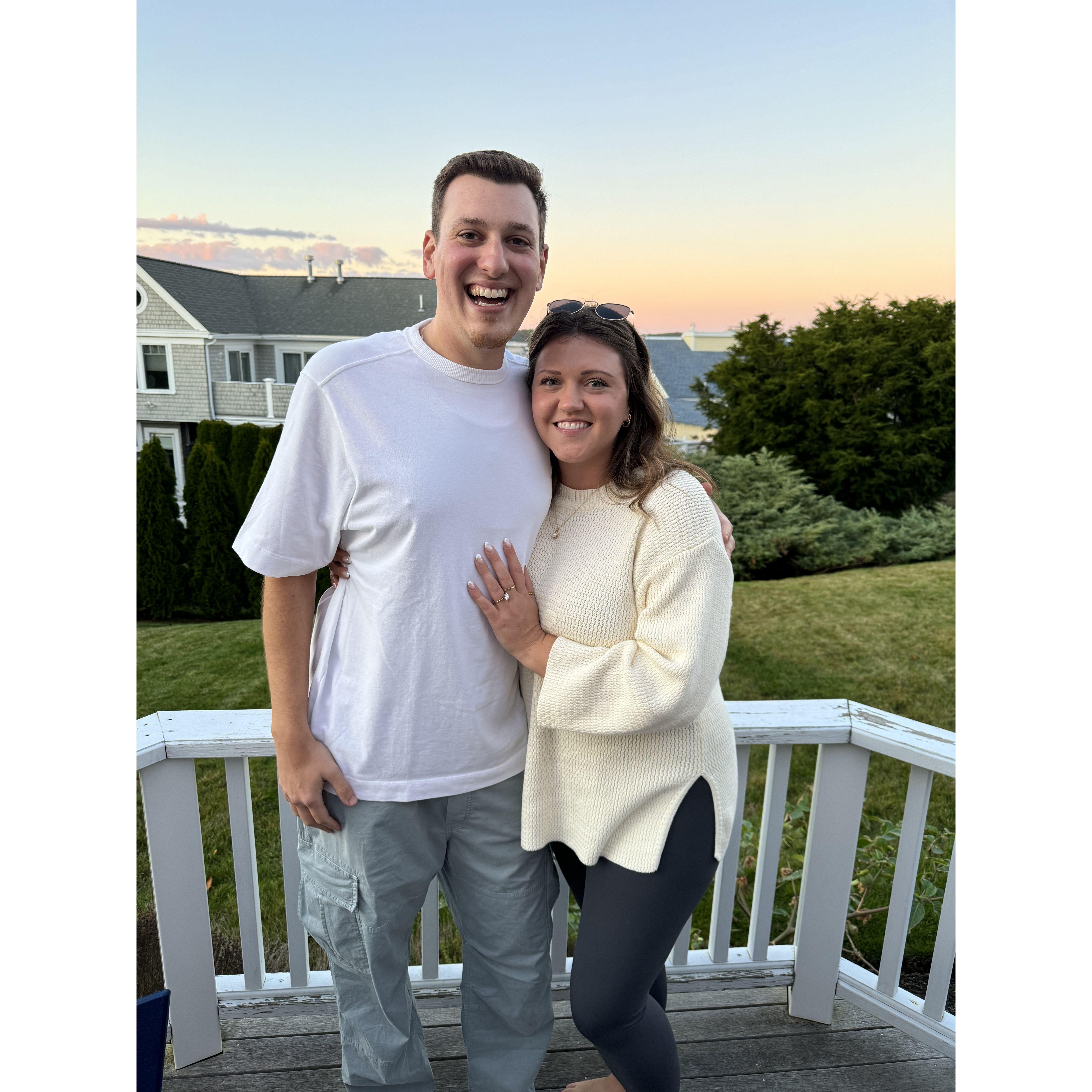 Enjoying the beautiful weather on the deck after the proposal.