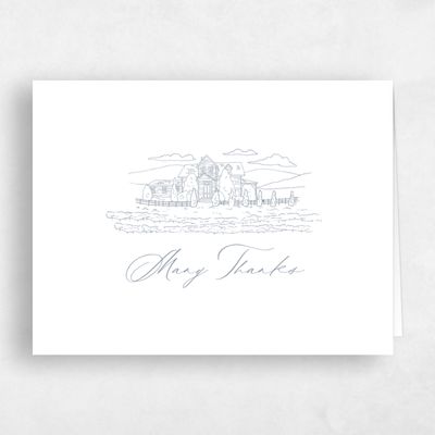 Periwinkle Gray, Grey Wedding Thank You - Malcesine Landscape