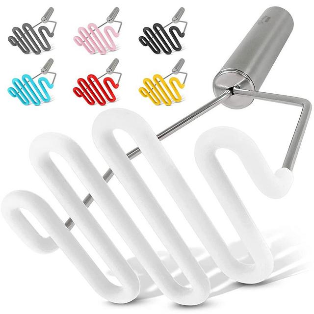 Zulay Potato Masher with Premium Silicone-Coated Stainless-Steel Design, Non-Scratch Cookware for Smooth Mashed Potatoes, Vegetables and Fruits - Versatile Masher Hand Tool & Potato Smasher (White)