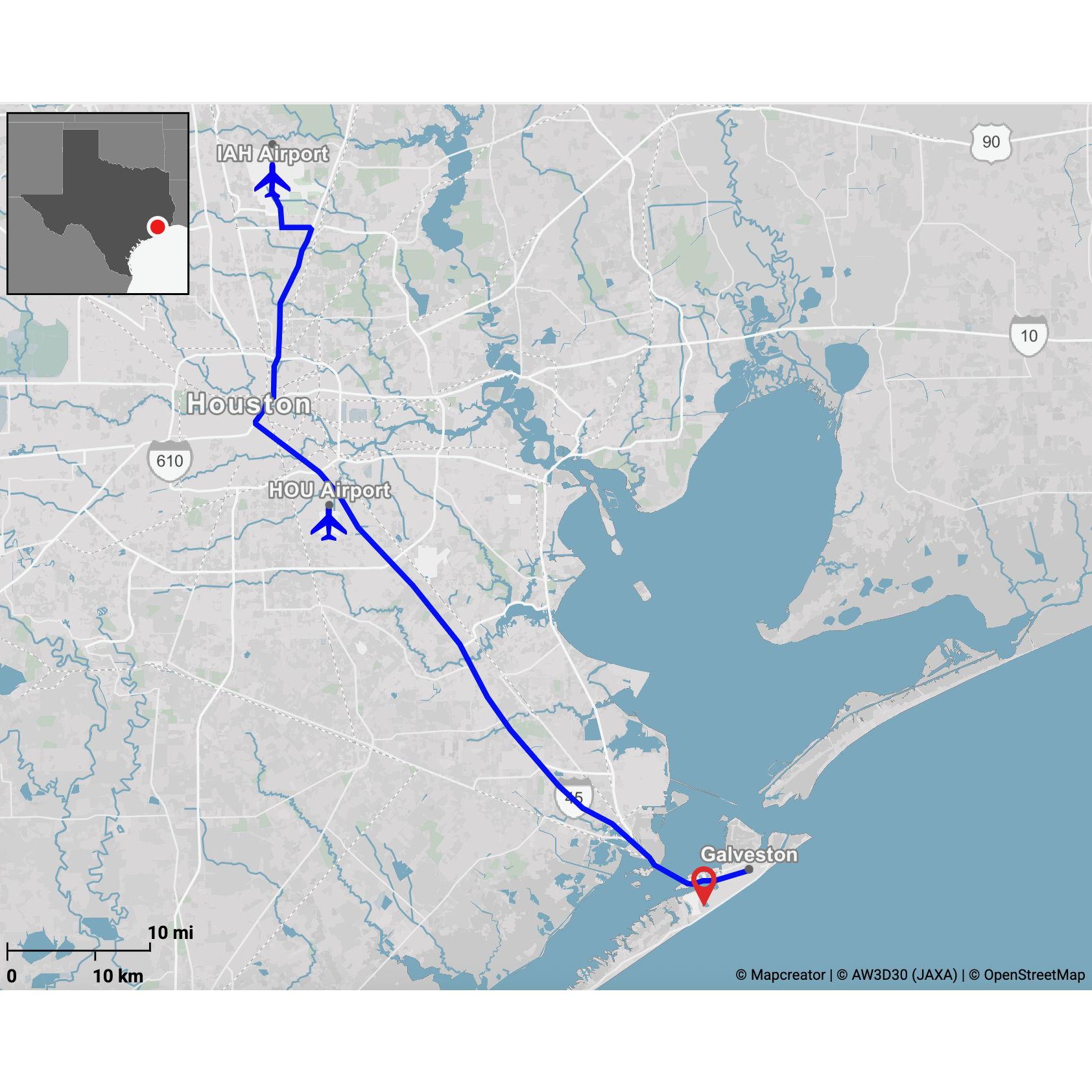 Airports to Grand Galvez