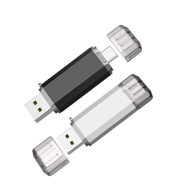 Vansuny 2 Pack 128GB USB C Flash Drive 2 in 1 OTG USB 3.0 + Tape C Memory Stick with Keychain Dual Type C Thumb Drive Photo Stick Jump Drive (Black and Silver)