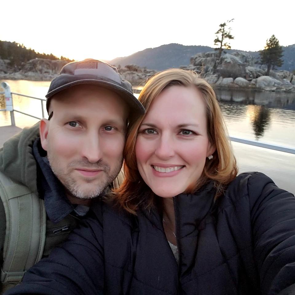 Our 1 Year anniversary in Big Bear. Sunset by the lake, just before dinner at the Himalayan Indian cuisine restaurant.