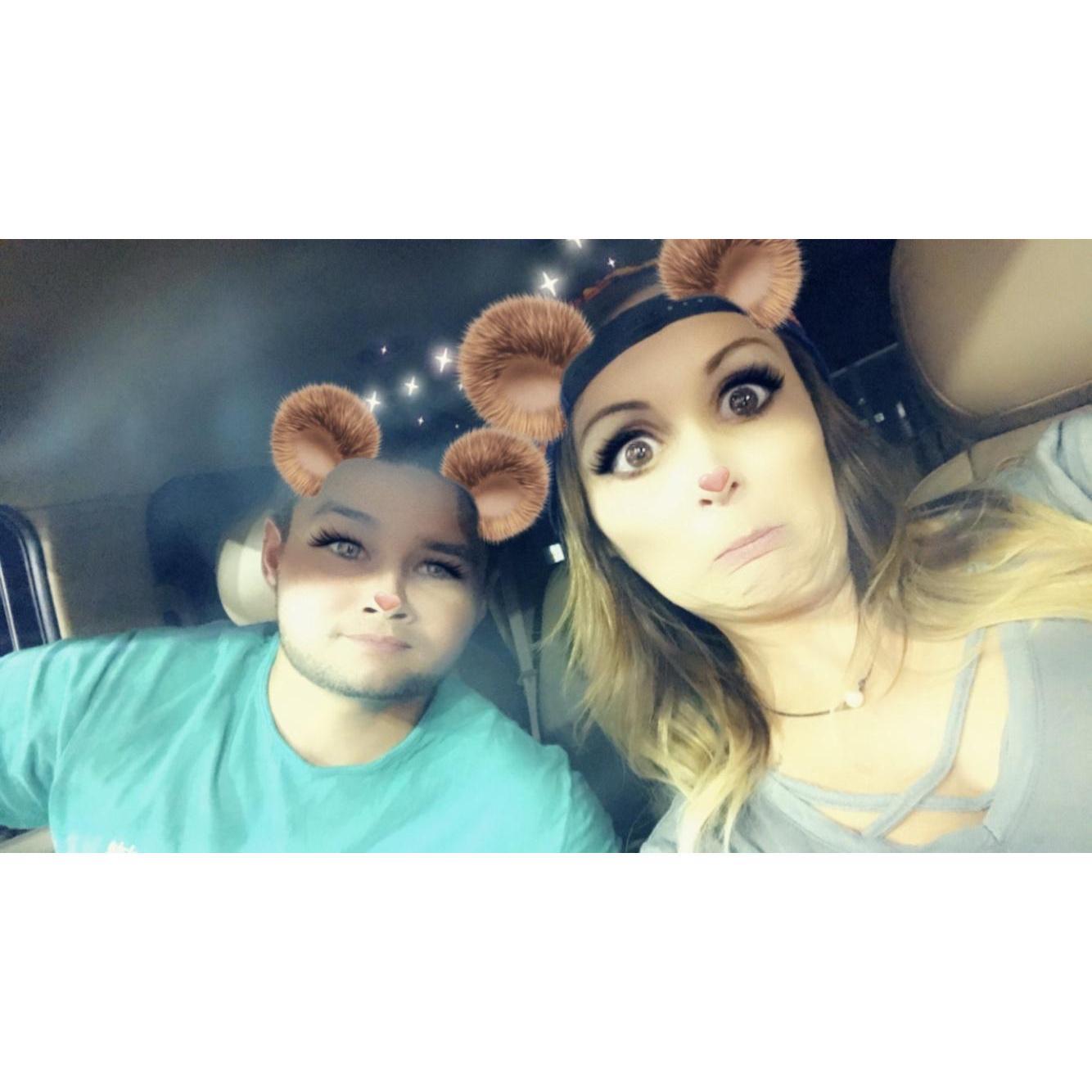 I love that he will play with the snapchat filters with me.