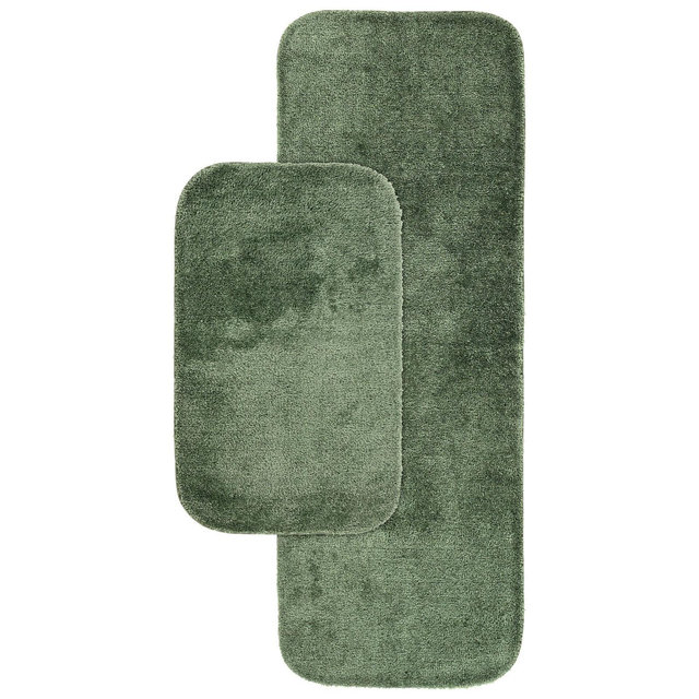 2pc Traditional Nylon Washable Bathroom Rug Set Deep Fern - Garland Rug