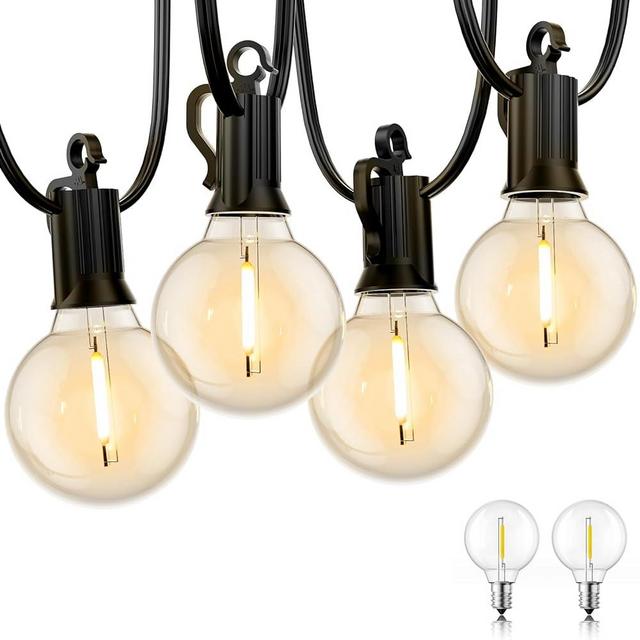 Brightown Outdoor String Lights - Connectable Dimmable LED Patio String Lights with G40 Globe Plastic Bulbs, All Weatherproof Hanging Lights for Outside Backyard Porch (80 FT - 40 LED Bulbs)