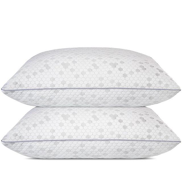 HIMOON Shredded Memory Foam Pillows, Medium Firm Queen Size Pillows 2 Pack,Couples Bed Pillows for Side Back Stomach Sleepers Set of 2