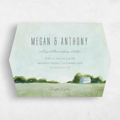 Green Diamond Wedding Invitation - Whitaker Landscape