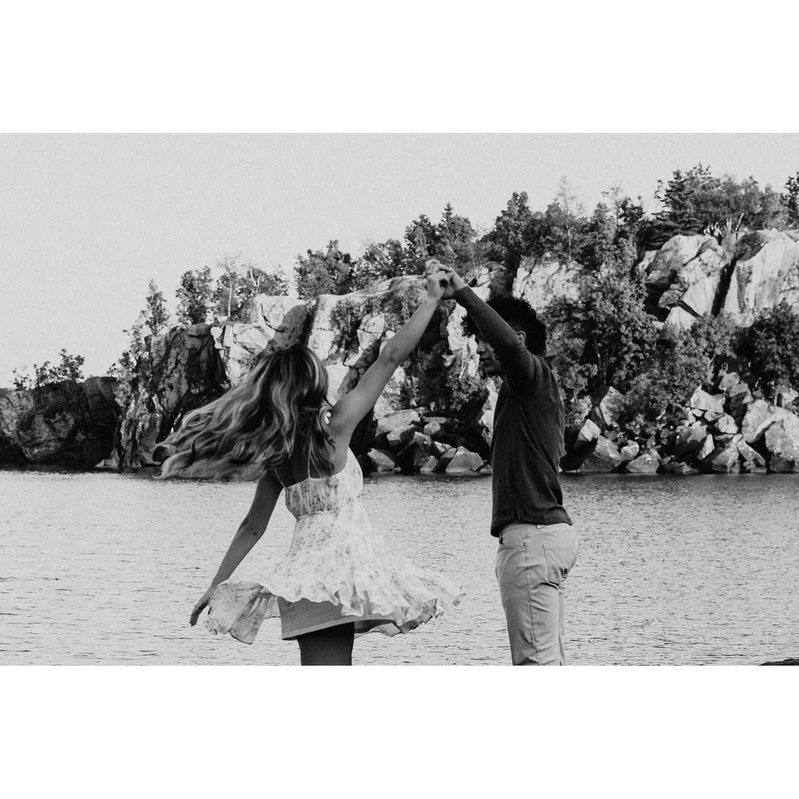 Engagement photo session at Black Beach, Silver Bay...