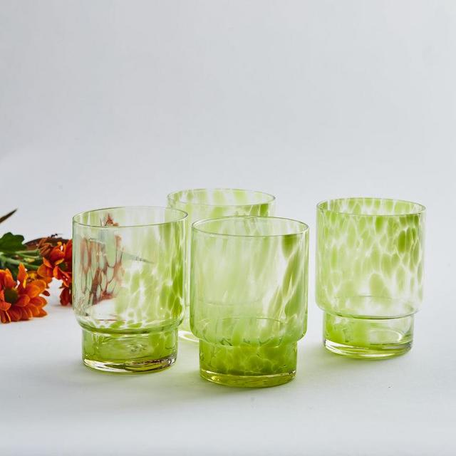 GREEN TORTOISESHELL WATER GLASS - SET OF 4